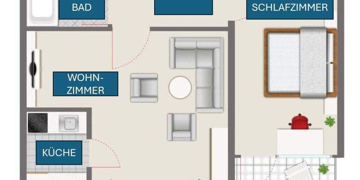 Etagenwohnung Neufahrn - 2 Zimmer, 49 m&sup2;, 266.000&euro; | Angebot:25751238