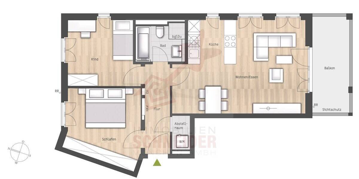 Etagenwohnung Vaterstetten Baldham - 3 Zimmer, 70 m&sup2;, 1.300&euro; | Angebot:26207016