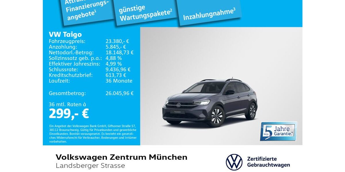 VW Taigo 1.137 km 23.380 &euro; München 80687