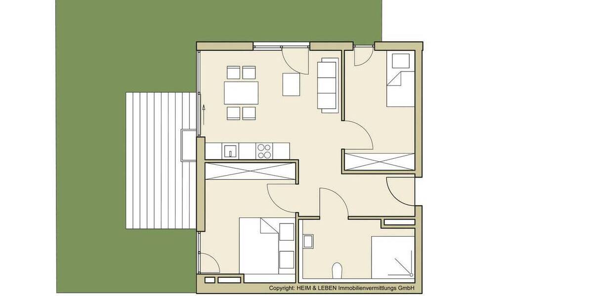 Etagenwohnung München Trudering-Riem - 3 Zimmer, 64 m&sup2;, 698.000&euro; | Angebot:26927757