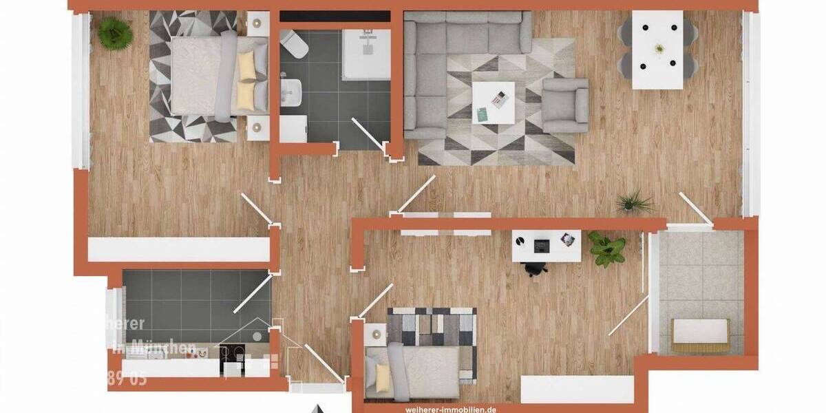 Etagenwohnung München Thalk.Obersendl.-Forsten-Fürstenr.-Solln - 3 Zimmer, 66 m&sup2;, 435.000&euro; | Angebot:26189715