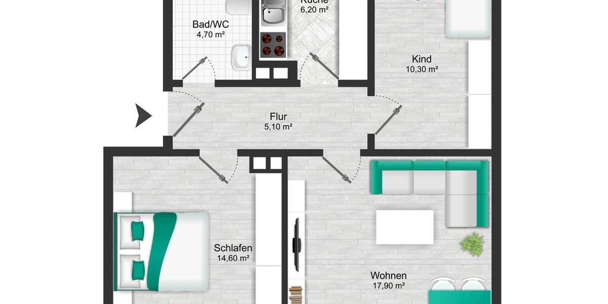 Frisch Renovierte 3 Zimmer Wohnung in Dachau - Möbliert & All In zimmer