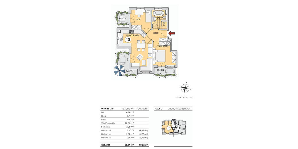 Etagenwohnung Olching - 3 Zimmer, 70 m&sup2;, 595.000&euro; | Angebot:25680460