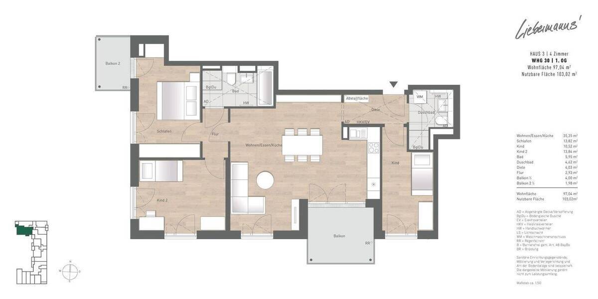 Etagenwohnung München Milbertshofen-Am Hart - 4 Zimmer, 97 m&sup2;, 1.004.900&euro; | Angebot:26221036