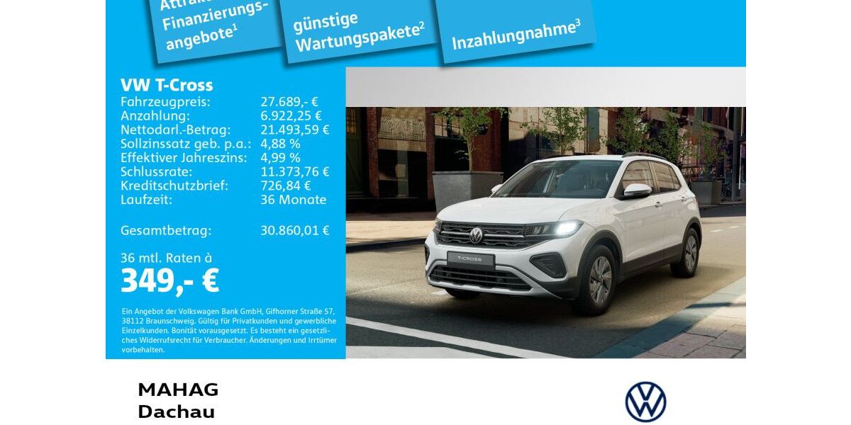 VW T-Cross 3.000 km 27.689 &euro; Dachau 85221