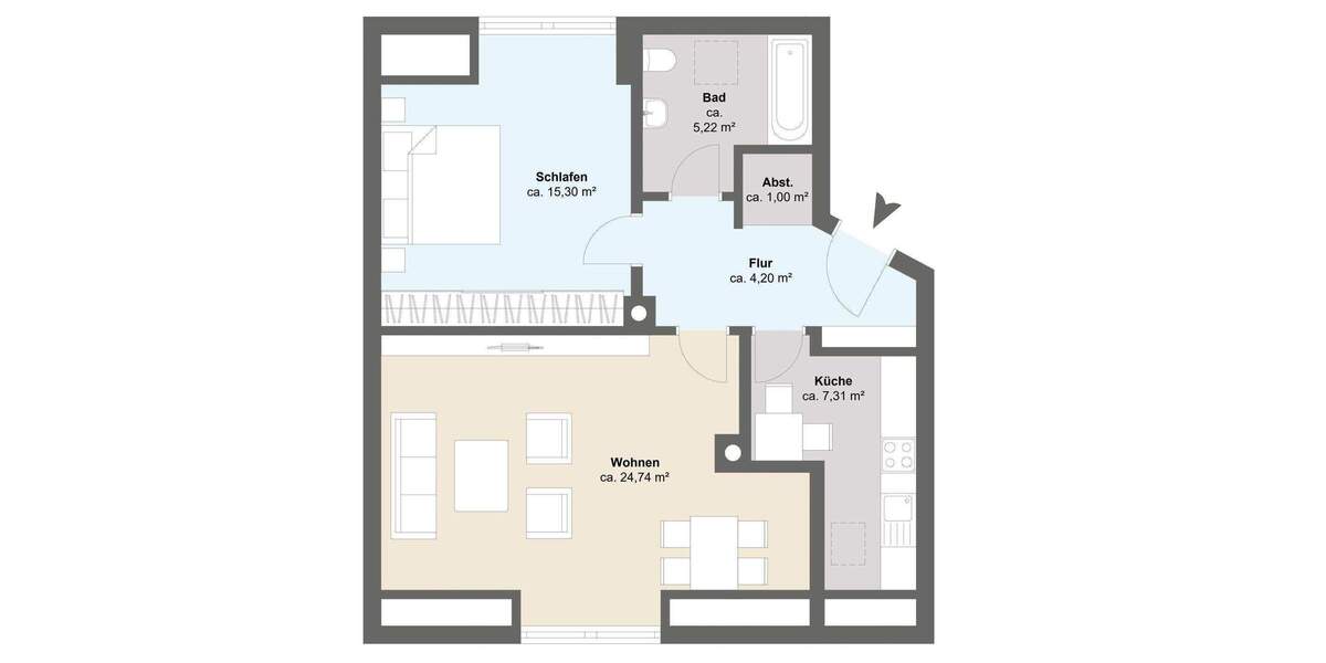 Etagenwohnung Olching - 2 Zimmer, 57 m&sup2;, 277.000&euro; | Angebot:26276079