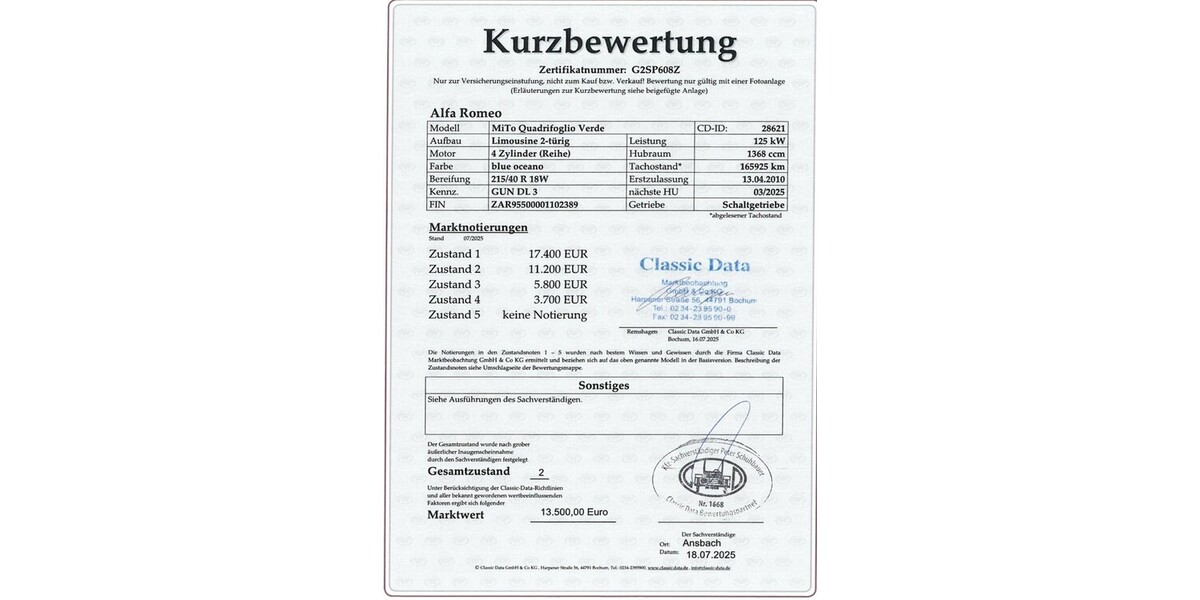 Alfa Romeo MiTo 166.000 km 10.990 &euro; München 80313