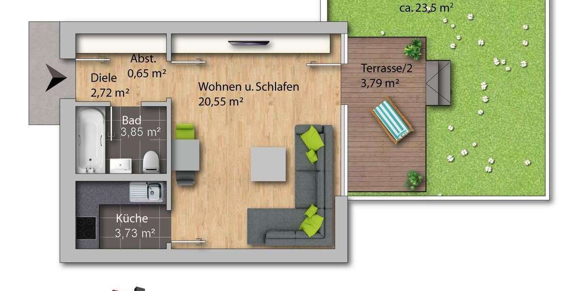 Charmante Gartenwohnung in begehrter Lage von München-Obermenzing 1 zimmer