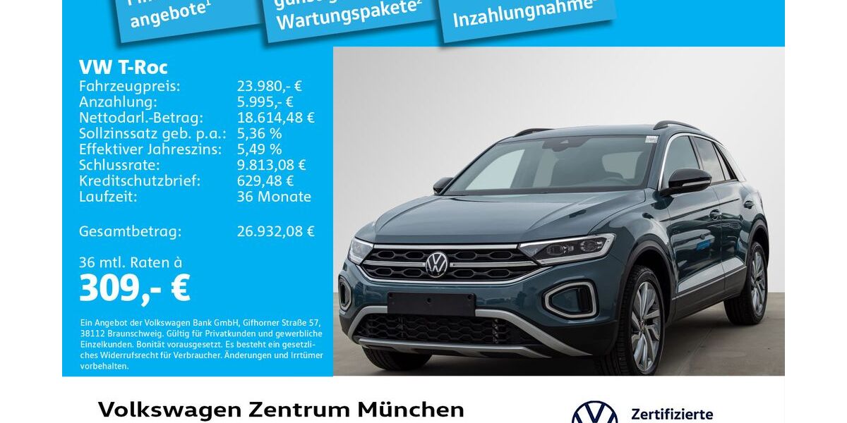 VW T-Roc 26.719 km 23.980 &euro; München 80687