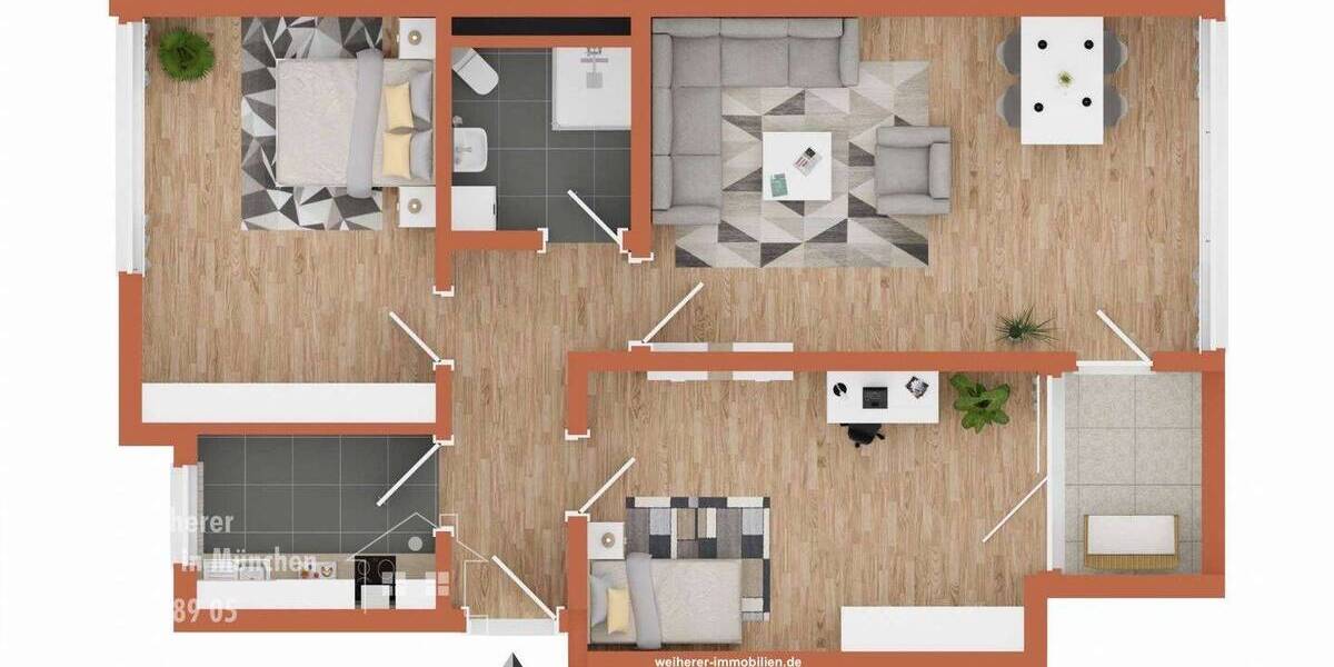 Etagenwohnung München Thalk.Obersendl.-Forsten-Fürstenr.-Solln - 3 Zimmer, 66 m&sup2;, 435.000&euro; | Angebot:26189715