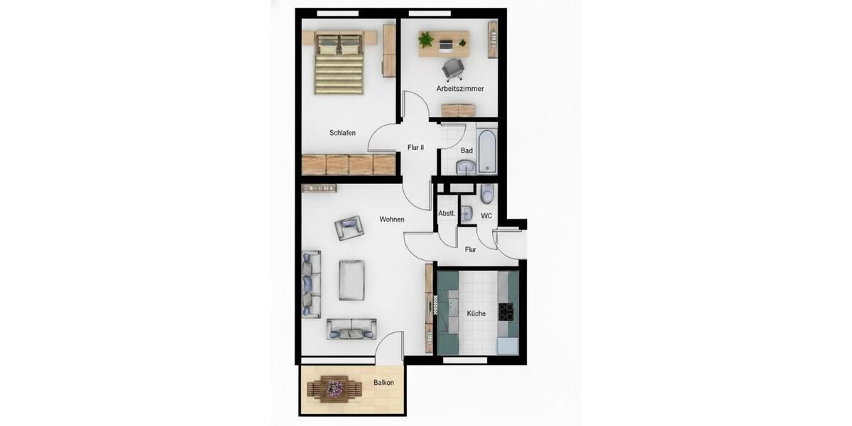 Dachgeschoßwohnung München Thalkirchen-Obersendling-Forstenried-Fürstenried-S - 2.5 Zimmer, 61 m&sup2;, 385.000&euro; | Angebot:25326708
