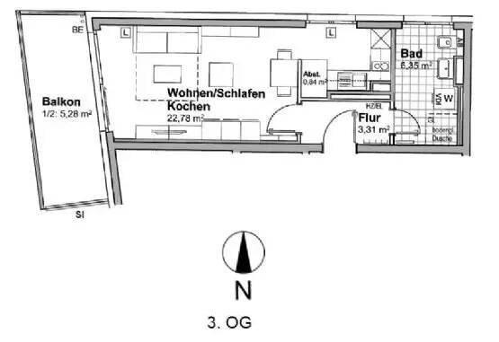 Etagenwohnung München Aubing-Lochhausen-Langwied - 1 Zimmer, 39 m&sup2;, 370.000&euro; | Angebot:27079842