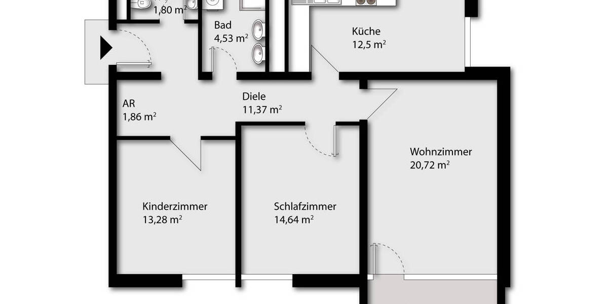 Etagenwohnung Germering Unterpfaffenhofen - 3 Zimmer, 83 m&sup2;, 349.000&euro; | Angebot:25664383