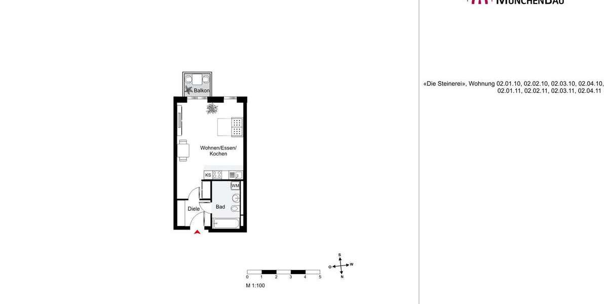 Etagenwohnung München Sendling-Westpark - 1 Zimmer, 40 m&sup2;, 1.160&euro; | Angebot:27067015