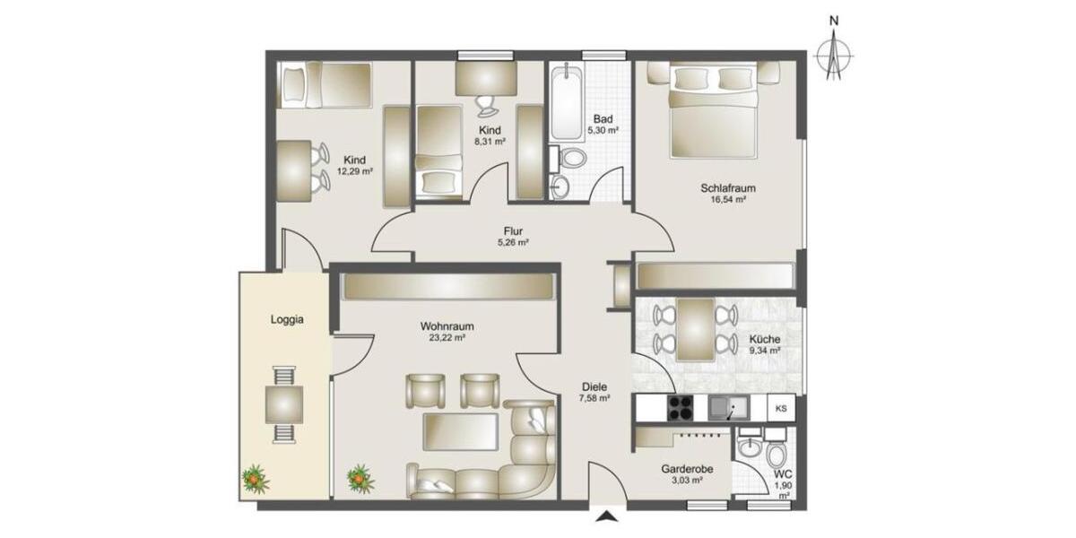 Etagenwohnung Dachau - 4 Zimmer, 100 m&sup2;, 2.660&euro; | Angebot:26517663