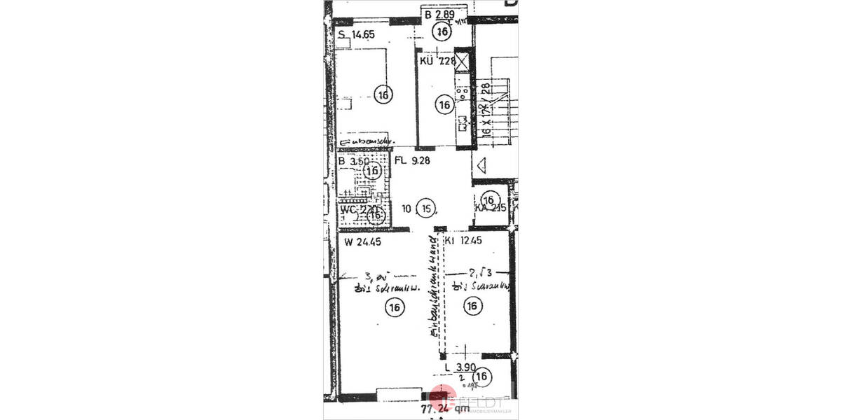 Etagenwohnung München Schwabing-Freimann - 3 Zimmer, 77 m&sup2;, 649.000&euro; | Angebot:26310146
