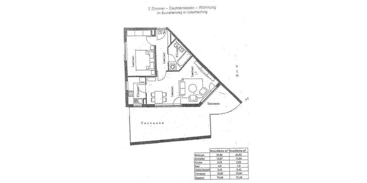 Etagenwohnung Unterhaching - 2 Zimmer, 71 m&sup2;, 1.245&euro; | Angebot:25366996