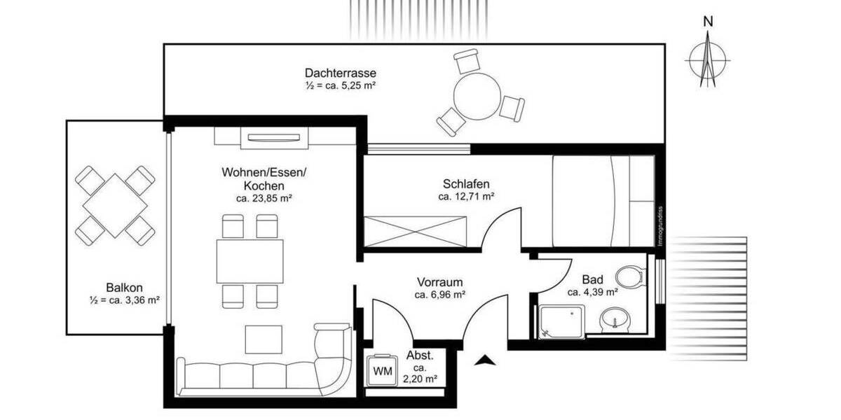 Terrassenwohnung Karlsfeld - 2 Zimmer, 57 m&sup2;, 479.000&euro; | Angebot:25728043