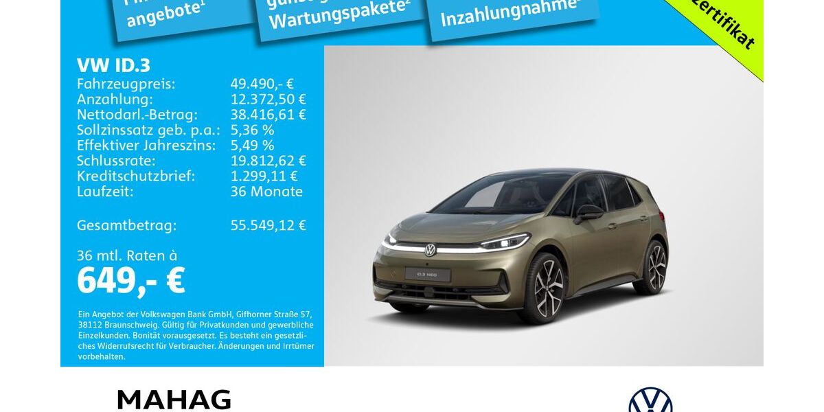 VW ID.3 3.000 km 49.490 &euro; München 81825