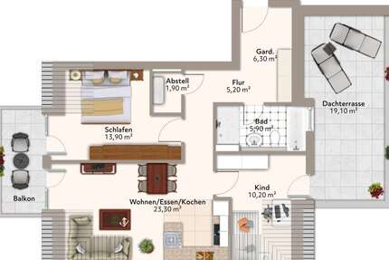Wohnung Dachau - 3 Zimmer, 80 m&sup2;, 1.810&euro; | Angebot:26313406