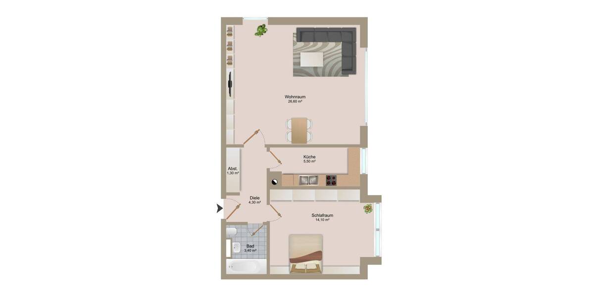 Etagenwohnung München / Au-Haidhausen Au-Haidhausen - 2 Zimmer, 55 m&sup2;, 525.000&euro; | Angebot:26853002