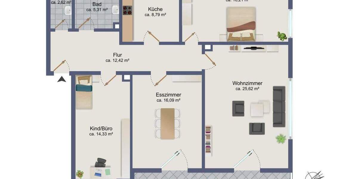 Etagenwohnung Starnberg - 4 Zimmer, 106 m&sup2;, 648.000&euro; | Angebot:25698442