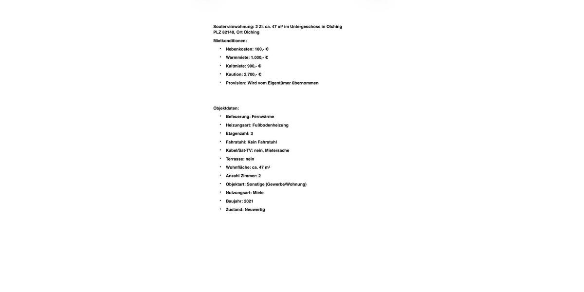 2 Zimmer Whg im UG, ca. 47qm in Olching 2 zimmer