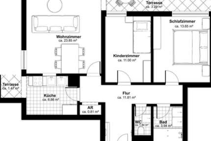 Wohnung München Aubing-Lochhausen-Langwied - 3 Zimmer, 80 m&sup2;, 440.000&euro; | Angebot:25814180
