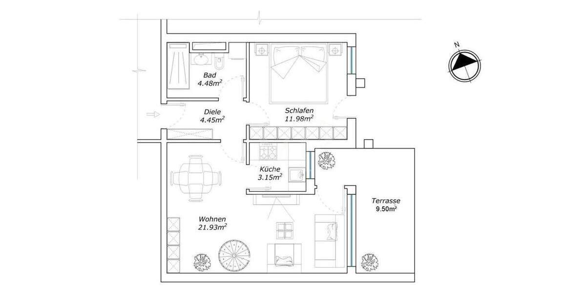 Etagenwohnung Gauting - 3 Zimmer, 63 m&sup2;, 445.000&euro; | Angebot:25335736