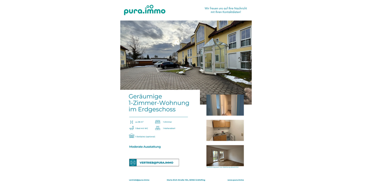 Etagenwohnung Krailling - 1 Zimmer, 38 m&sup2;, 675&euro; | Angebot:25059821