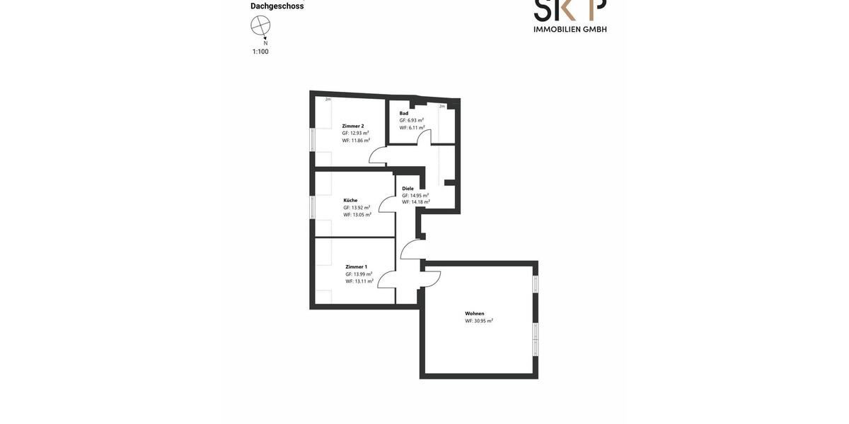 Dachgeschoßwohnung München Ludwigsvorstadt-Isarvorstadt - 3 Zimmer, 89 m&sup2;, 860.000&euro; | Angebot:27621181