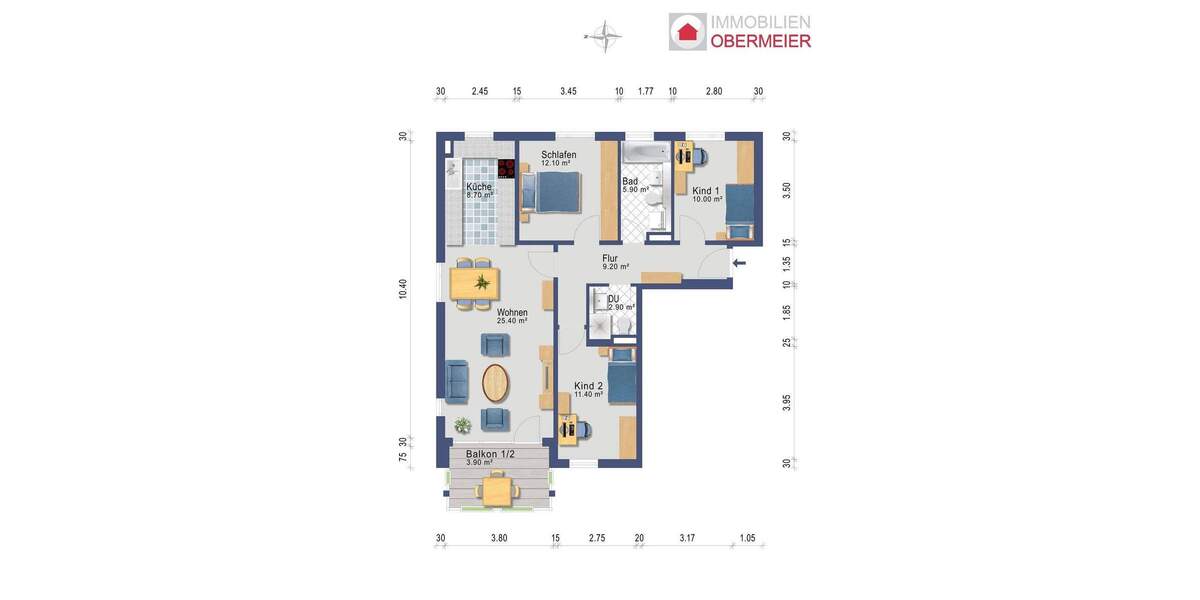 Etagenwohnung Gauting - 4 Zimmer, 90 m&sup2;, 660.000&euro; | Angebot:25706538
