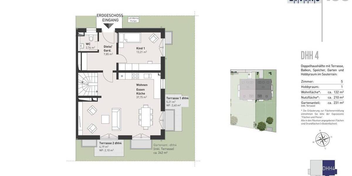 Familiengerechte Doppelhaushälfte mit Souterrain-Bereich, Speicher und großem Garten 5 zimmer
