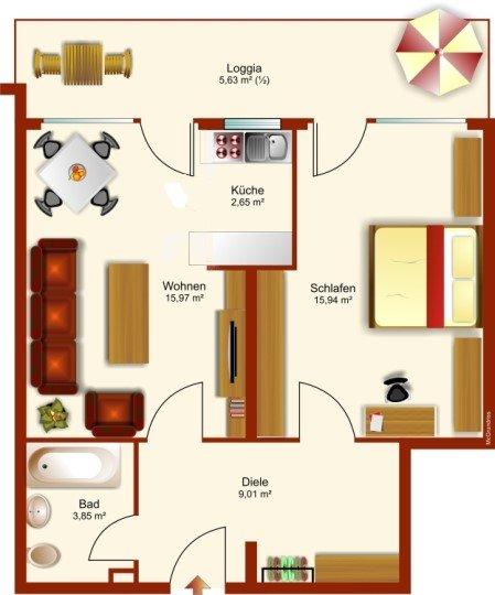 Etagenwohnung Puchheim - 2 Zimmer, 52 m&sup2;, 329.000&euro; | Angebot:26538155