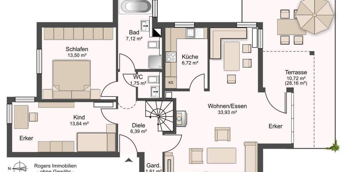 Terrassenwohnung Gröbenzell - 4 Zimmer, 117 m&sup2;, 1.720&euro; | Angebot:26107967