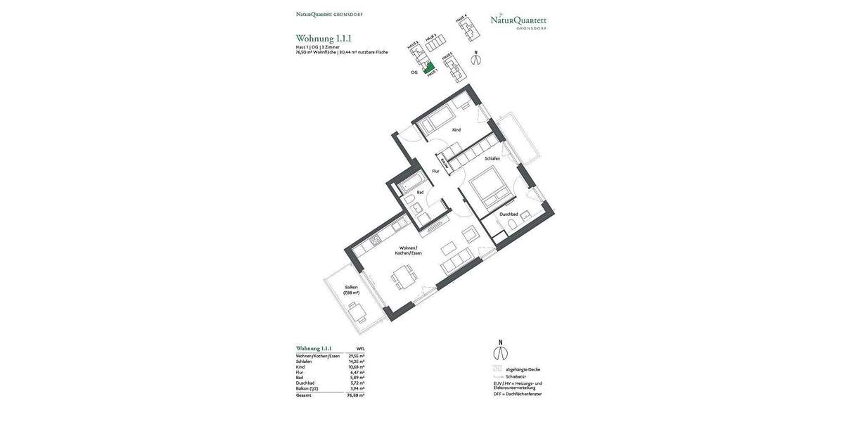 Etagenwohnung Haar Gronsdorf - 3 Zimmer, 76 m&sup2;, 840.000&euro; | Angebot:25664022