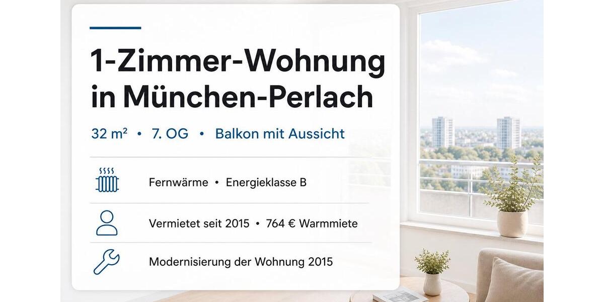Etagenwohnung München Ramersdorf-Perlach - 1 Zimmer, 32 m&sup2;, 220.000&euro; | Angebot:27082887