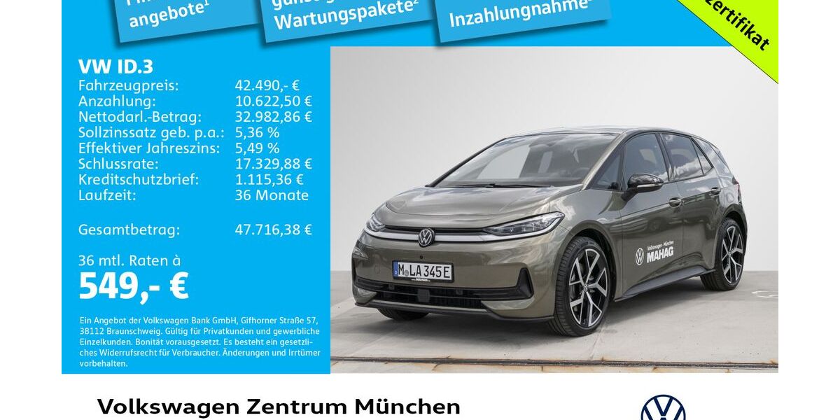 VW ID.3 3.000 km 43.490 &euro; München 80687