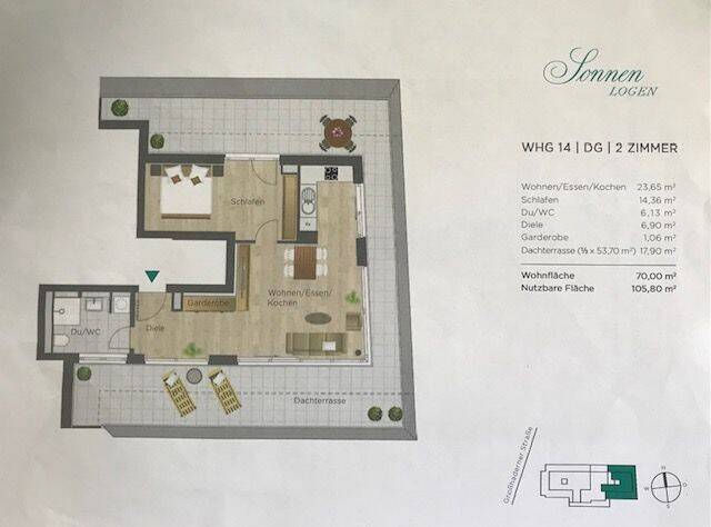 Etagenwohnung München Hadern - 2 Zimmer, 70 m&sup2;, 2.090&euro; | Angebot:26863415