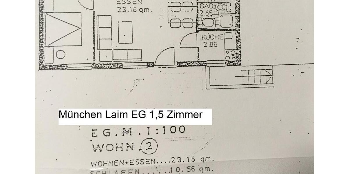bezugsfrei! 1,5 Zi EG München Laim gut geschnitten + Einbauküche 1.5 zimmer