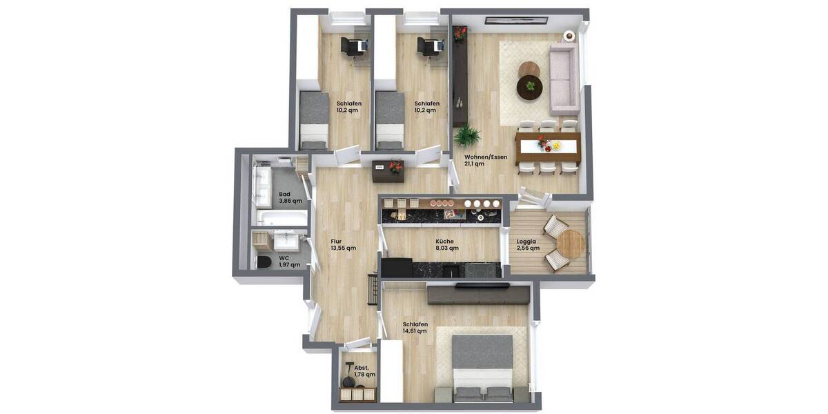 Etagenwohnung Germering Unterpfaffenhofen - 4 Zimmer, 85 m&sup2;, 628.000&euro; | Angebot:25699168