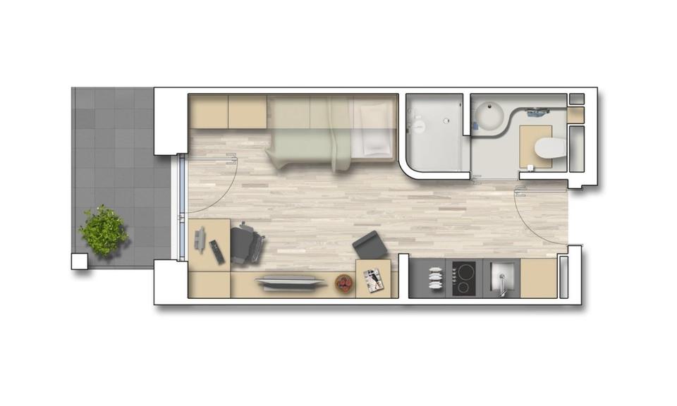 Etagenwohnung Garching bei München - 1 Zimmer, 21 m&sup2;, 260.000&euro; | Angebot:25299713