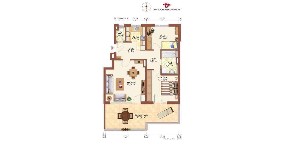 ***Heike Borchers Immobilien***Attraktive Dachterrassenwohnung im Herzen Unterhachings*** 3 zimmer