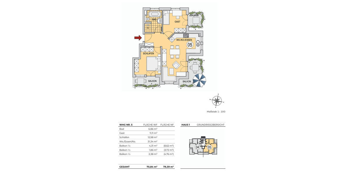 Etagenwohnung Olching - 3 Zimmer, 70 m&sup2;, 595.000&euro; | Angebot:25728485