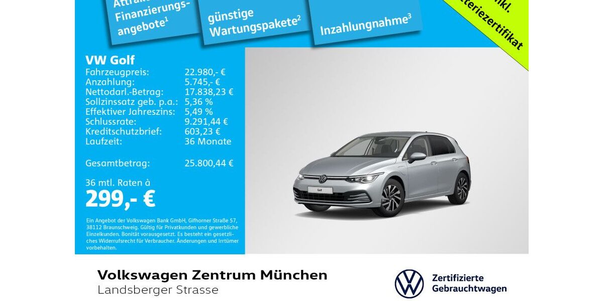 VW Golf 39.040 km 22.980 &euro; München 80687