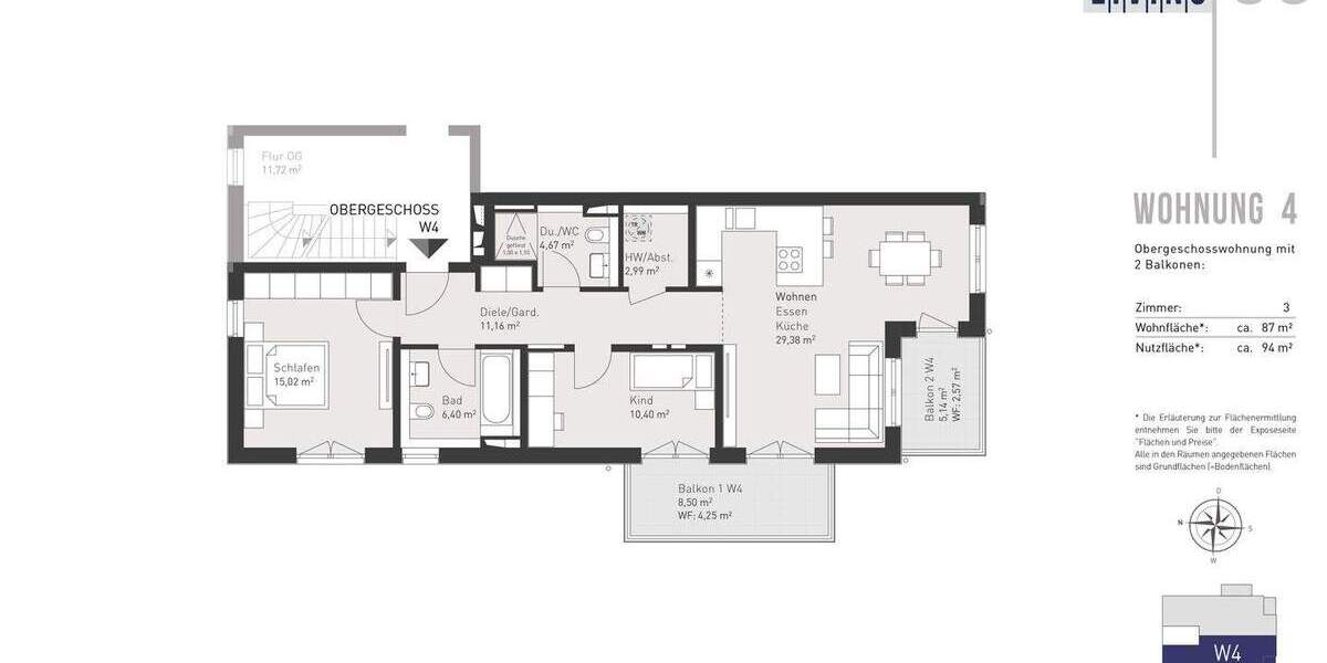 Etagenwohnung Vaterstetten Parsdorf - 3 Zimmer, 87 m&sup2;, 799.000&euro; | Angebot:25669104