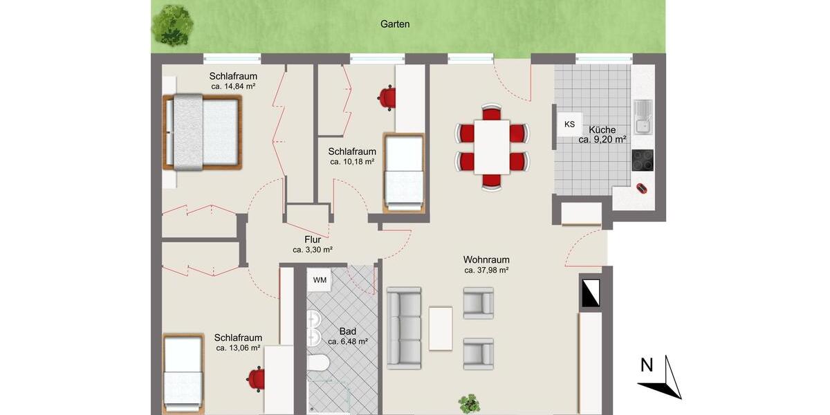 Erdgeschoßwohnung München Ramersdorf-Perlach - 4 Zimmer, 97 m&sup2;, 1.900&euro; | Angebot:26278127
