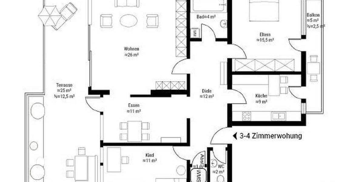 Terrassenwohnung haar Haar - 3 Zimmer, 101 m&sup2;, 689.000&euro; | Angebot:26624897
