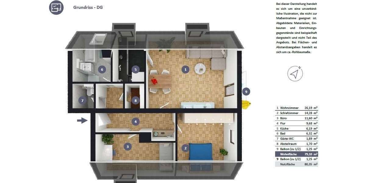 Gepflegte Dachgeschosswohnung in ruhiger Lage | 500m zur Würm & Pasinger Stadtpark - Dachgeschoßwohnung München Aubing-Lochhausen-Langwied | Angebot:27078156