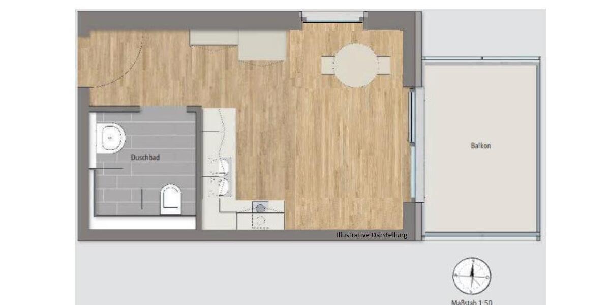 Etagenwohnung München Feldmoching-Hasenbergl - 1 Zimmer, 27 m&sup2;, 1.100&euro; | Angebot:26544057